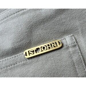 ST JOHN Chino Pant Light Beige Women's 4 Straight Leg USA Made Gold‎ Hardware